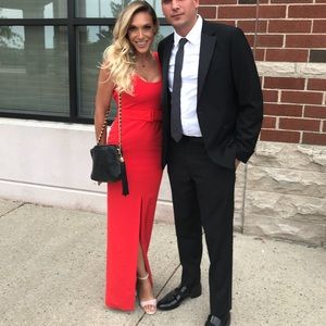 Backless belted solace london gown